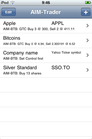 Screenshot of the AIM-Trader main screen